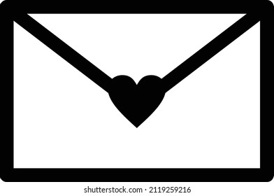 An envelope with tape love design vector black outline 