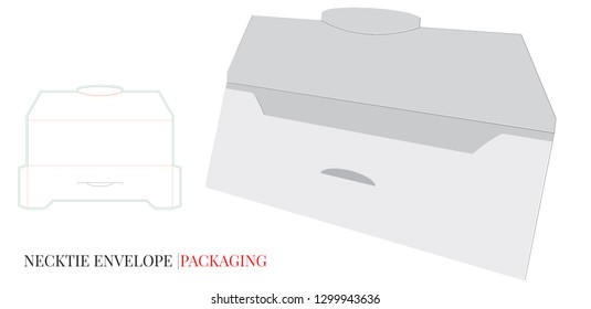 Envelope Template with die line, Vector with die cut / laser cut layers. Necktie Envelope. White, clear, blank, isolated  Envelope Design on white background. Packaging Design