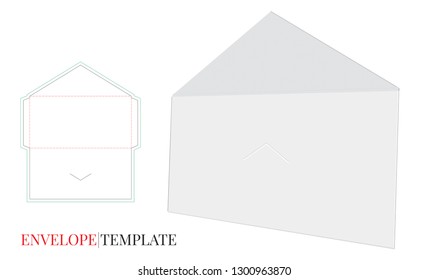 Envelope Template with die line, Vector with die cut, laser cut layers. Envelope Design, white, clear, blank, isolated on white background. Packaging Design