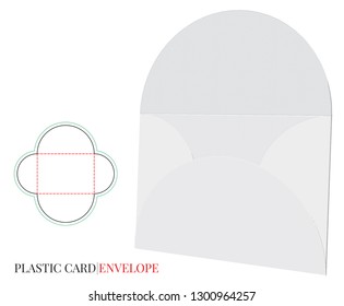 Envelope Template with die line, Vector with die cut / laser cut layers. Plastic Card Envelope Template, white, clear, blank, isolated on white background. Packaging Design