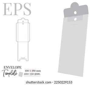 Envelope Template with die line, Vector with die cut, laser cut layers. Envelope Design, white, clear, blank, isolated on white background. Packaging Design