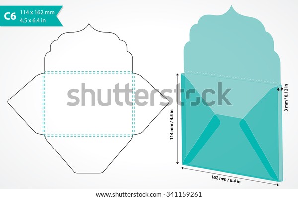 Envelope Template Flap Design Easy Fold: стоковая векторная графика ...