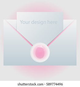 Envelope template with glass egg stamp