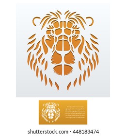 Envelope template with Lion Head For Laser cutting. Square format. Die of wedding and invitation card. Vector Illustration isolated on white background.