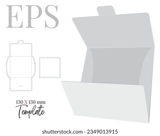 Envelope Template, Vector with die cut, laser cut lines. White, clear, blank, isolated Envelope mock up on white background with perspective presentation. Packaging Design