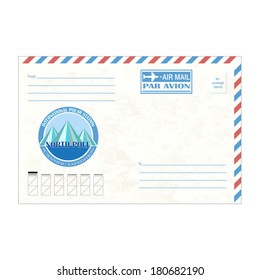 Envelope with text air mail, par avion, vector illustration