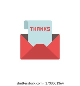 Envelope with thank you letter vector icon symbol isolated on white background