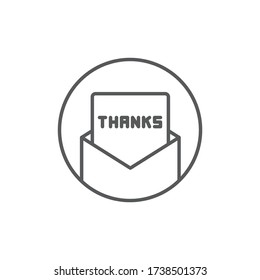 Envelope with thank you letter vector icon symbol isolated on white background
