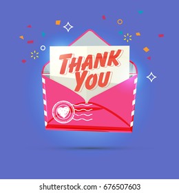 envelope with thank you text. -  vector illustration