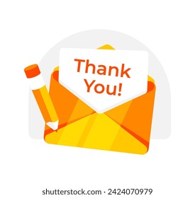 Envelope with thanks. Email Thank You. Vector illustration