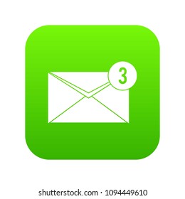Envelope with three messages icon digital green for any design isolated on white vector illustration