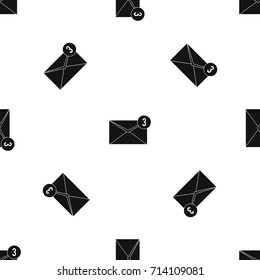 Envelope with three messages pattern repeat seamless in black color for any design. Vector geometric illustration