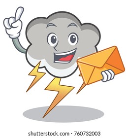 With envelope thunder cloud character cartoon
