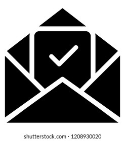 
An envelope with tick mark symbolising vote posted for polling
