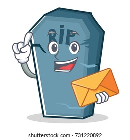 With envelope tombstone character cartoon object