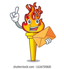 With envelope torch character cartoon style