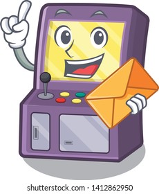 With envelope toy arcade machine in cartoon drawer