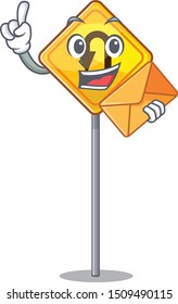 With envelope u turn sign shaped the cartoon