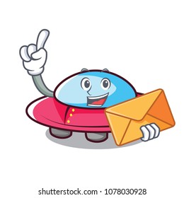 With envelope ufo character cartoon style
