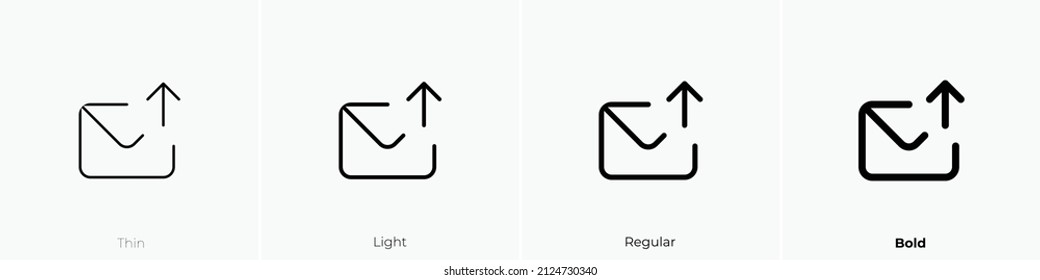 envelope upload icon. Thin, Light Regular And Bold style design isolated on white background