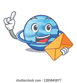 With envelope uranus planet is isolated on mascot