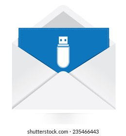 envelope with usb flash drive icon