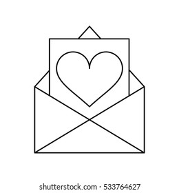 envelope with valentine day heart outline