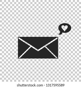 Envelope with Valentine heart icon isolated on transparent background. Message love. Letter love and romance. Flat design. Vector Illustration