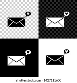 Envelope with Valentine heart icon isolated on black, white and transparent background. Message love. Letter love and romance. Vector Illustration
