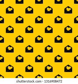 Envelope with Valentine heart pattern seamless vector repeat geometric yellow for any design