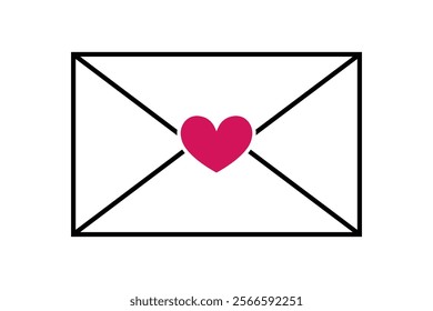 Envelope with Valentine Heart, vector isolated illustration.