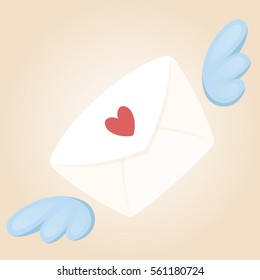 Envelope for Valentine's day with wings