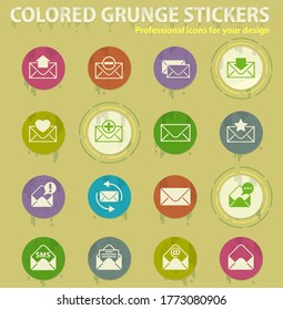 envelope vector colored grunge icons with sweats glue for design web and mobile applications