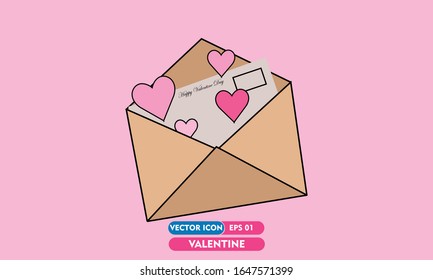Vector de sobres que contiene dichos de amor en el día de San Valentín. fondo rosa.