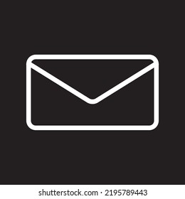 Envelope vector graphic illustration. Can be used to describe message icons. Minimalist line design on black background.