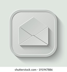 envelope vector icon - paper button with shadow on light background