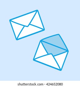 Envelope Vector Icon Simple Blue