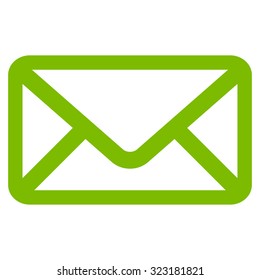Envelope vector icon. Style is flat symbol, eco green color, rounded angles, white background.