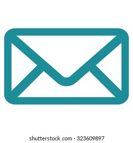 Envelope vector icon. Style is flat symbol, soft blue color, rounded angles, white background.