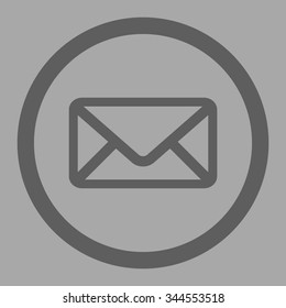 Envelope vector icon. Style is flat rounded symbol, dark gray color, rounded angles, silver background.