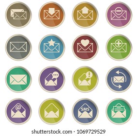 envelope vector icons in the form of round paper labels