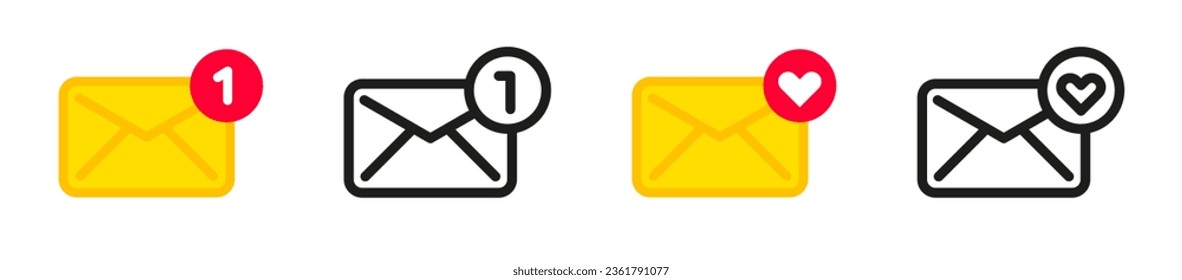 Envelope vector icons. Mail symbols. Message envelope icons. New message icons. EPS 10