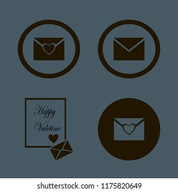 envelope vector icons set. with heart envelope and envelope in set