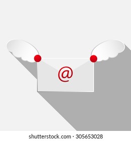 Envelope Vector illustration. Flat style with long shadow winged