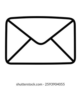 Envelope vector illustration. Hand-drawn closed mail letter in doodle style. Black line art isolated on white background.
