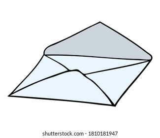 envelope vector illustration,isolated on white background for education,top view