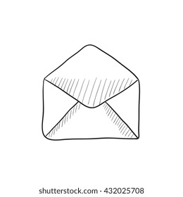 Envelope vector sketch icon isolated on background. Hand drawn Envelope icon. Envelope sketch icon for infographic, website or app.