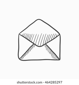 Envelope vector sketch icon isolated on background. Hand drawn Envelope icon. Envelope sketch icon for infographic, website or app.