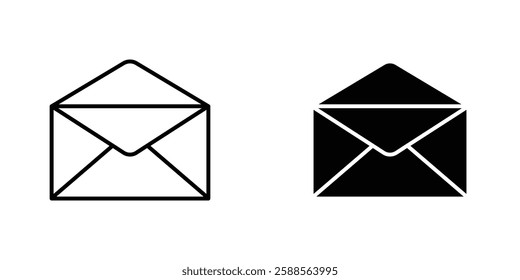 Envelope vectors icons set in filled and strokes on white background