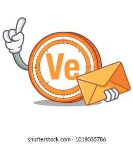 With envelope Veritaseum coin character cartoon